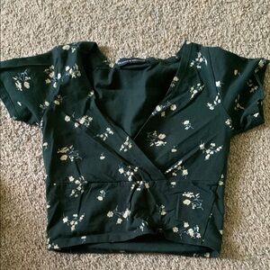 Brandy Melville Amara Floral Green Top
